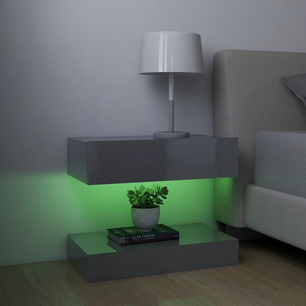vidaXL Muebles de TV con luces LED 2 uds gris brillante 60x35 cm