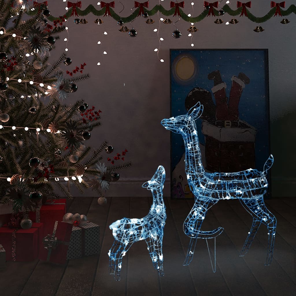 vidaXL Familia de renos de Navidad acrílico blanco frío 160 LEDs