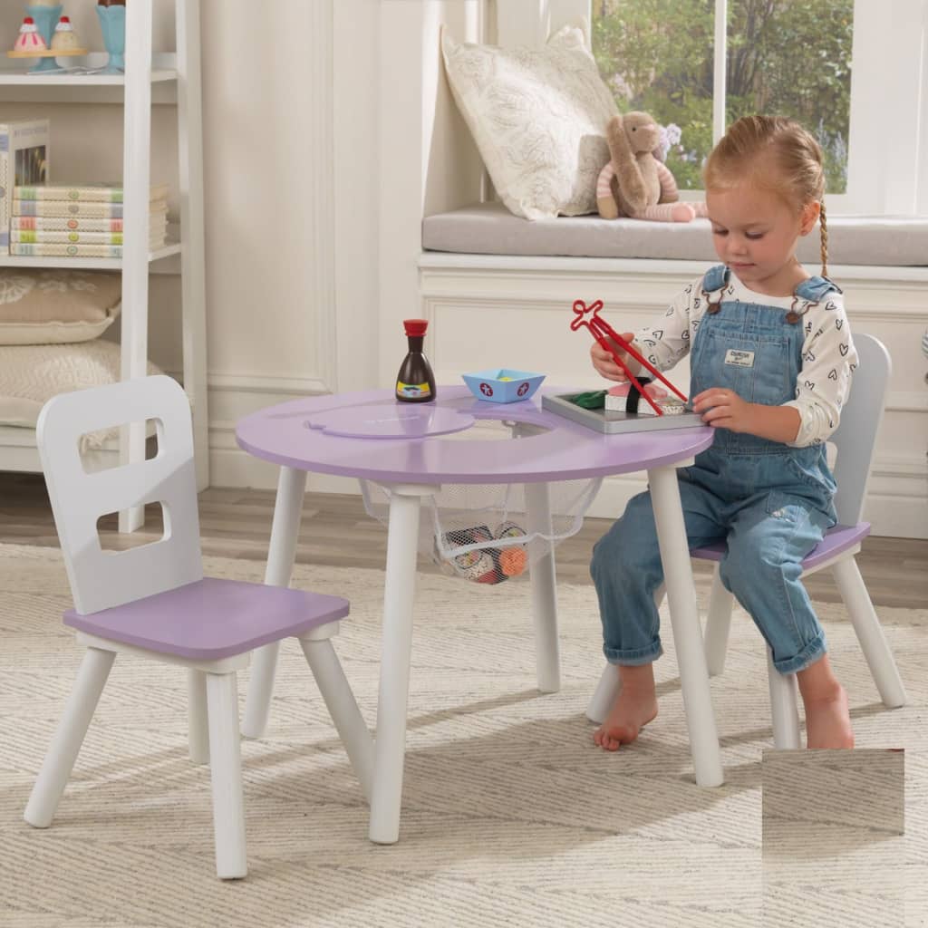 KidKraft Set de mesa de almacenaje y silla para niños lavanda blanco