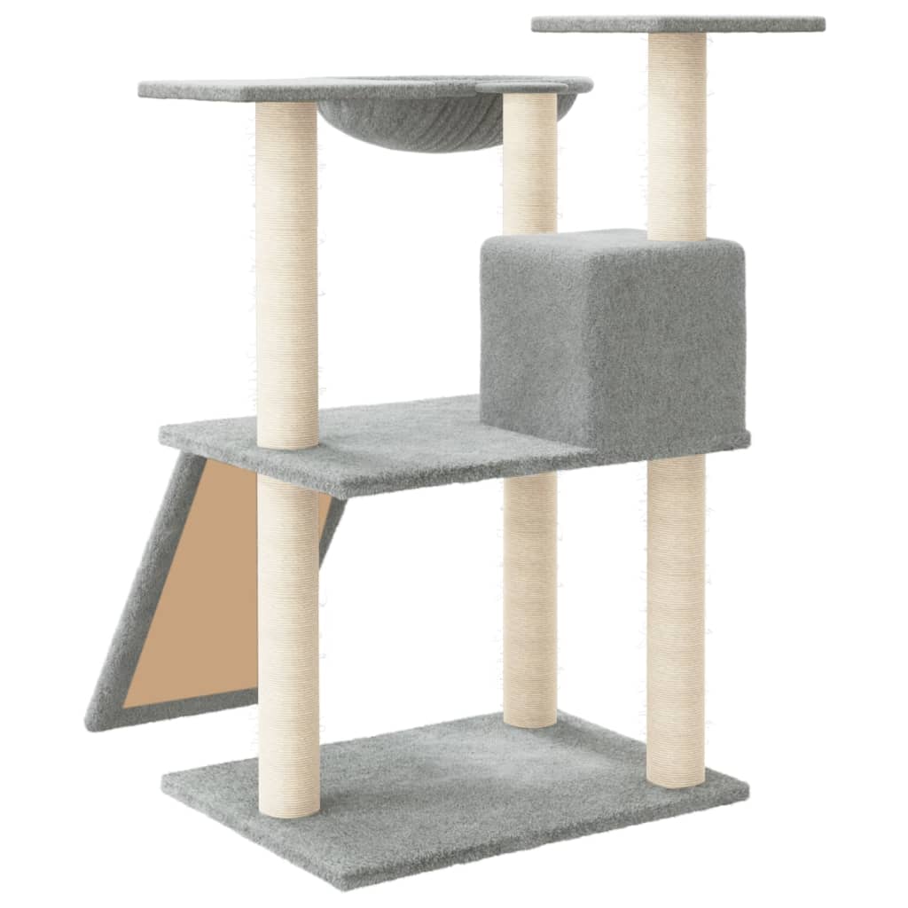 vidaXL Rascador para gatos con postes de sisal gris claro 83 cm