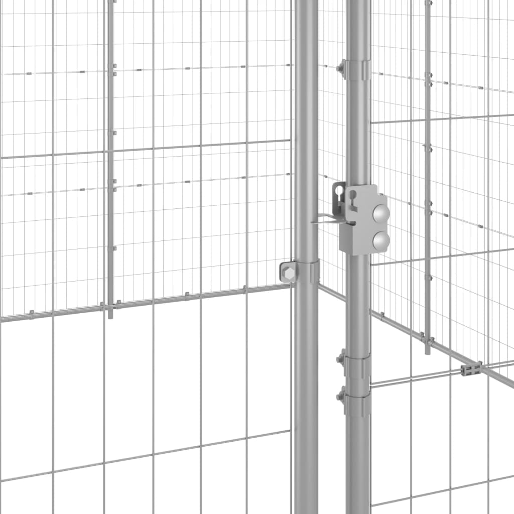 vidaXL Perrera de exterior de acero galvanizado 14,52 m²