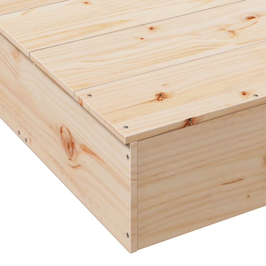 vidaXL Arenero con tapa madera maciza de pino 111x111x19,5 cm