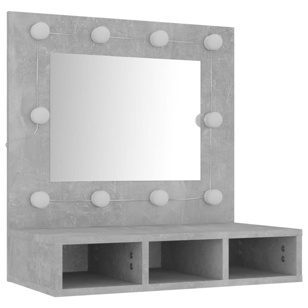 vidaXL Mueble con espejo y LED color gris hormigón 60x31,5x62 cm