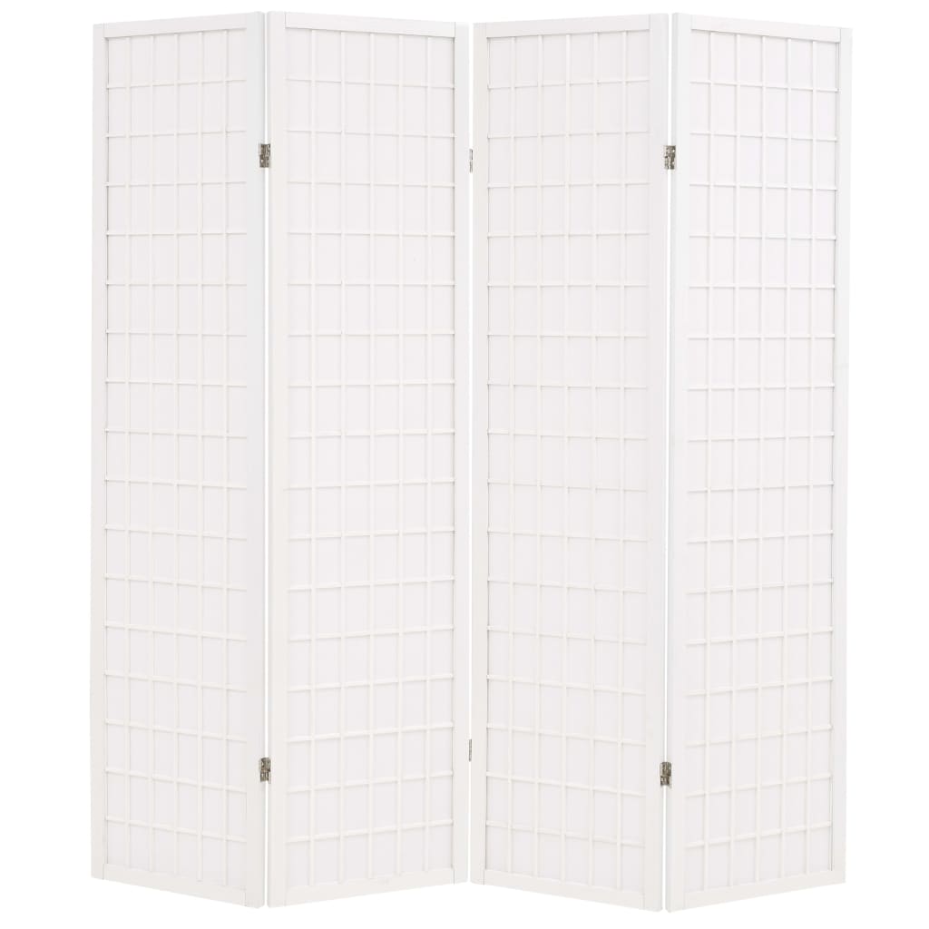 vidaXL Biombo plegable con 4 paneles estilo japonés 160x170 cm blanco