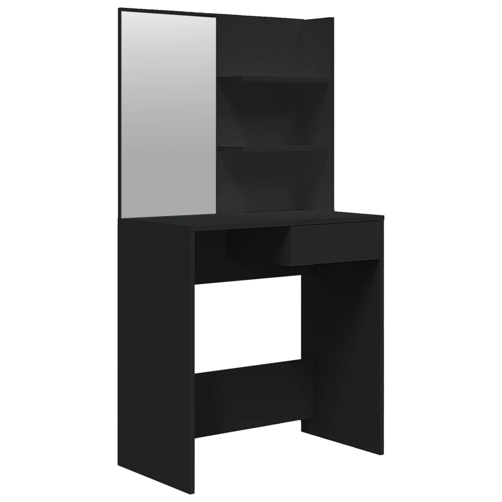 vidaXL Tocador con espejo negro 74,5x40x141 cm