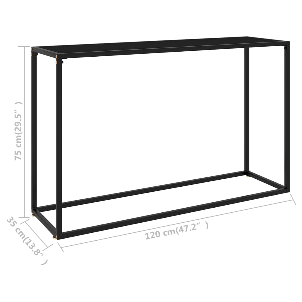 vidaXL Mesa consola vidrio templado negro 120x35x75 cm