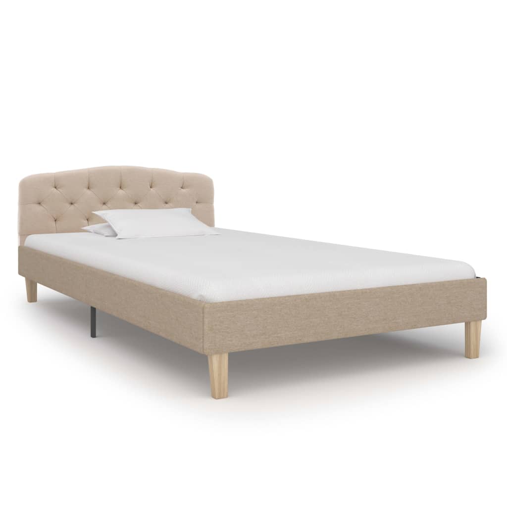 vidaXL Estructura de cama de tela beige 100x200 cm