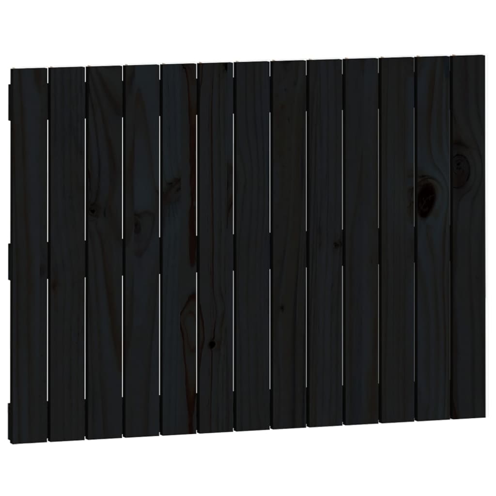 vidaXL Cabecero de cama pared madera maciza pino negro 82,5x3x60 cm