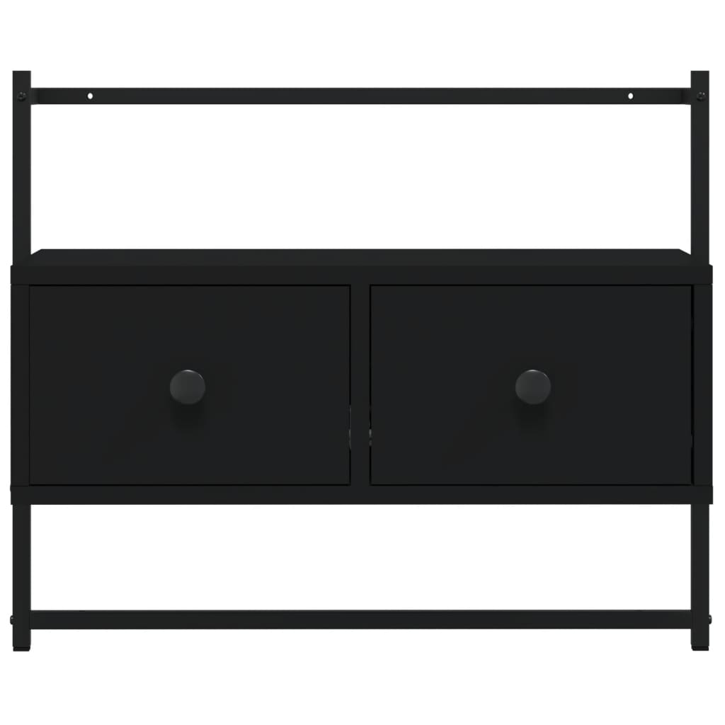vidaXL Mueble de TV de pared madera ingeniería negro 60,5x30x51 cm