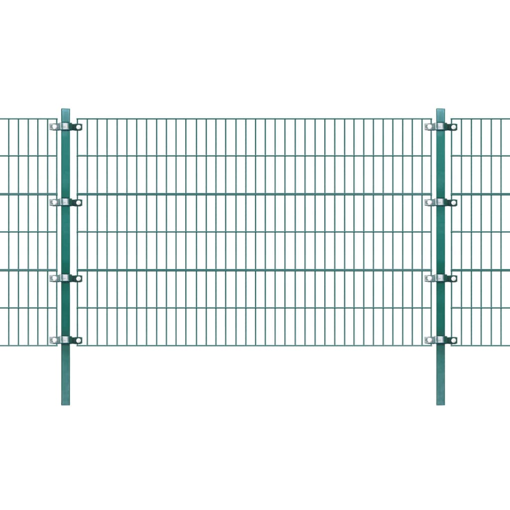 vidaXL Panel de valla y postes hierro recubrimiento polvo verde 6x1,2m