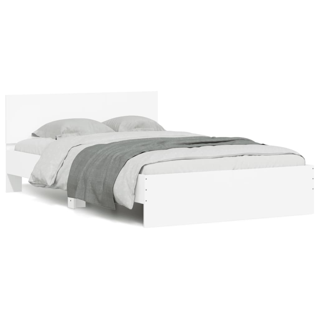 vidaXL Estructura de cama con cabecero y luces LED blanco 135x190 cm