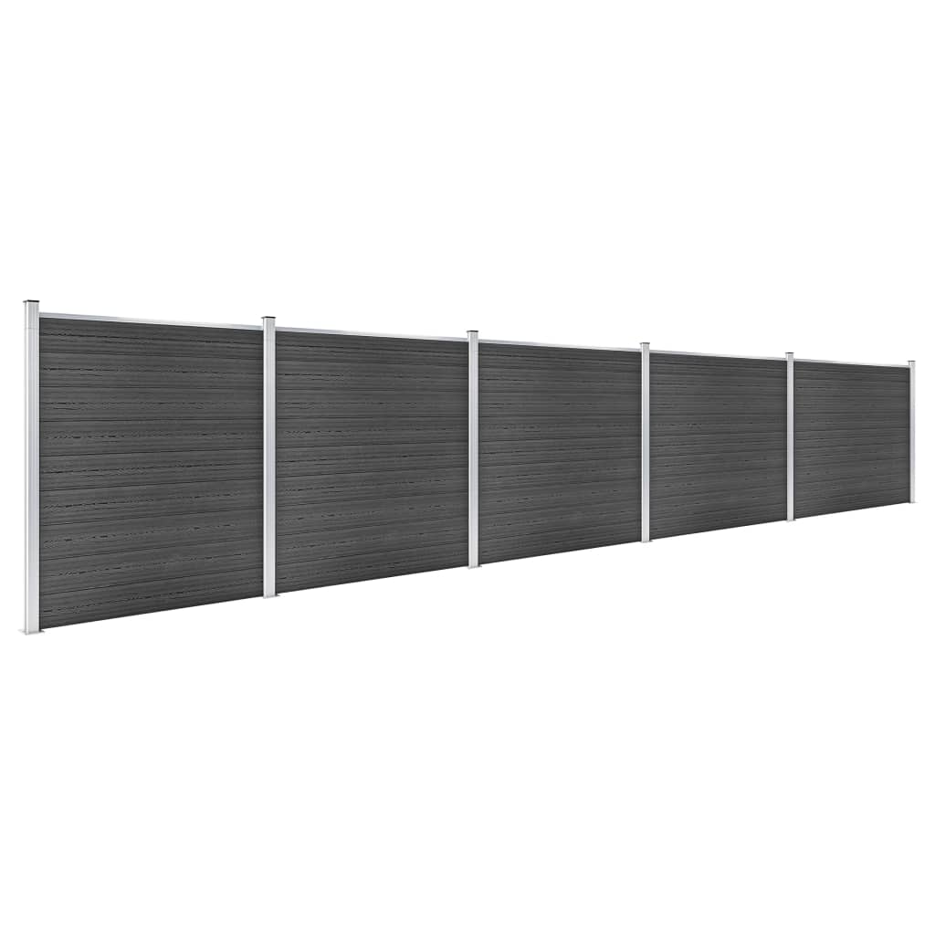 vidaXL Juego de paneles de valla WPC negro 872x186 cm