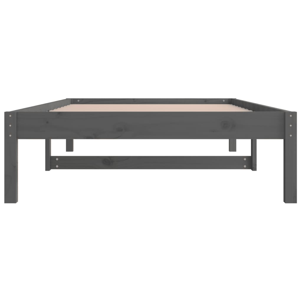 vidaXL Sofá cama de madera maciza de pino gris 90x190 cm
