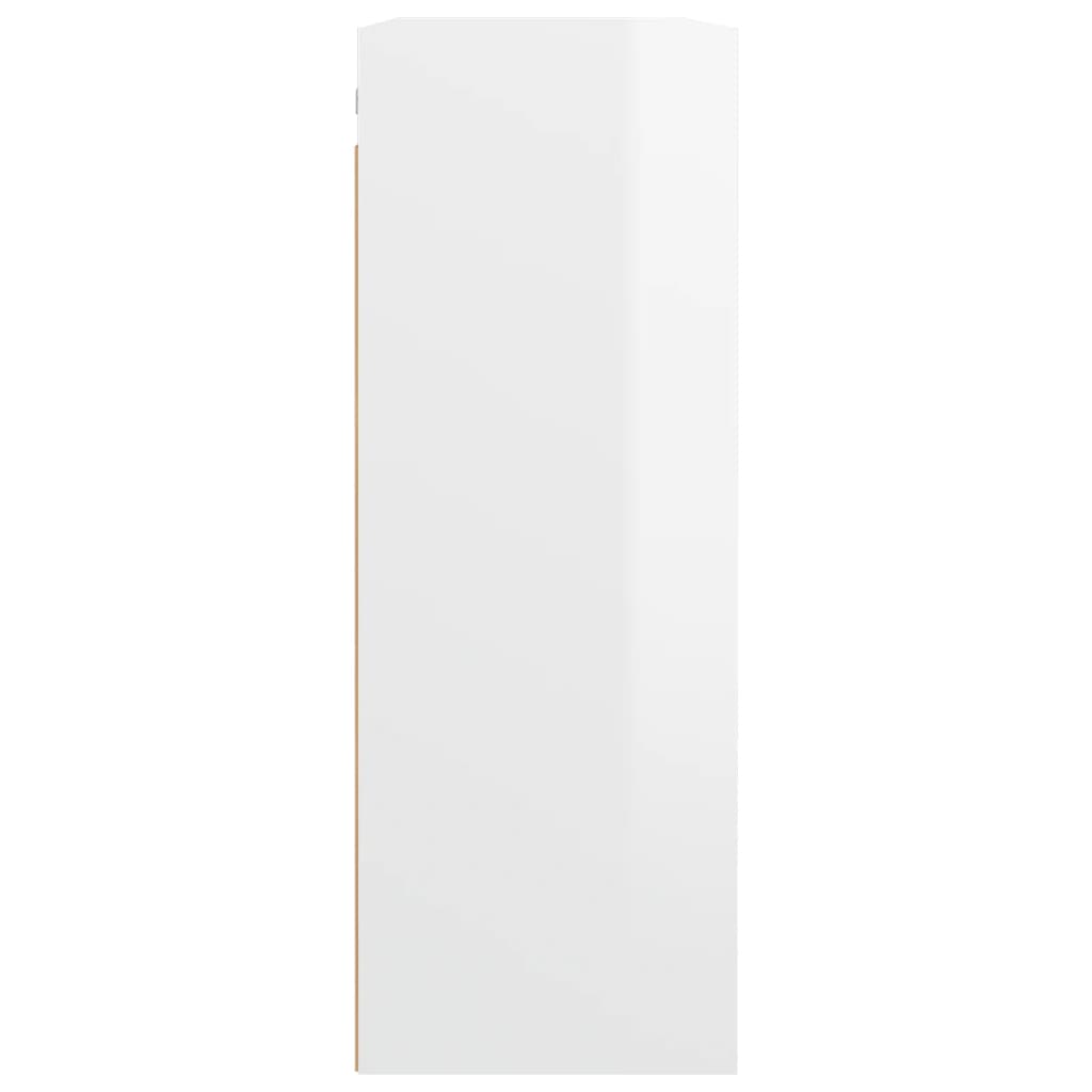 vidaXL Armario de pared colgante blanco brillante 69,5x32,5x90 cm