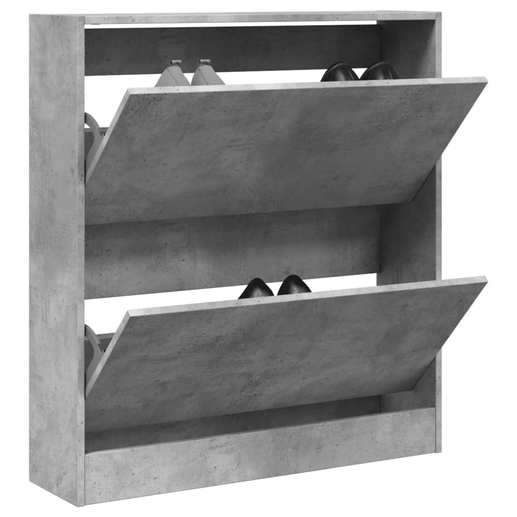 vidaXL Zapatero de madera de ingeniería gris hormigón 80x21x87,5 cm