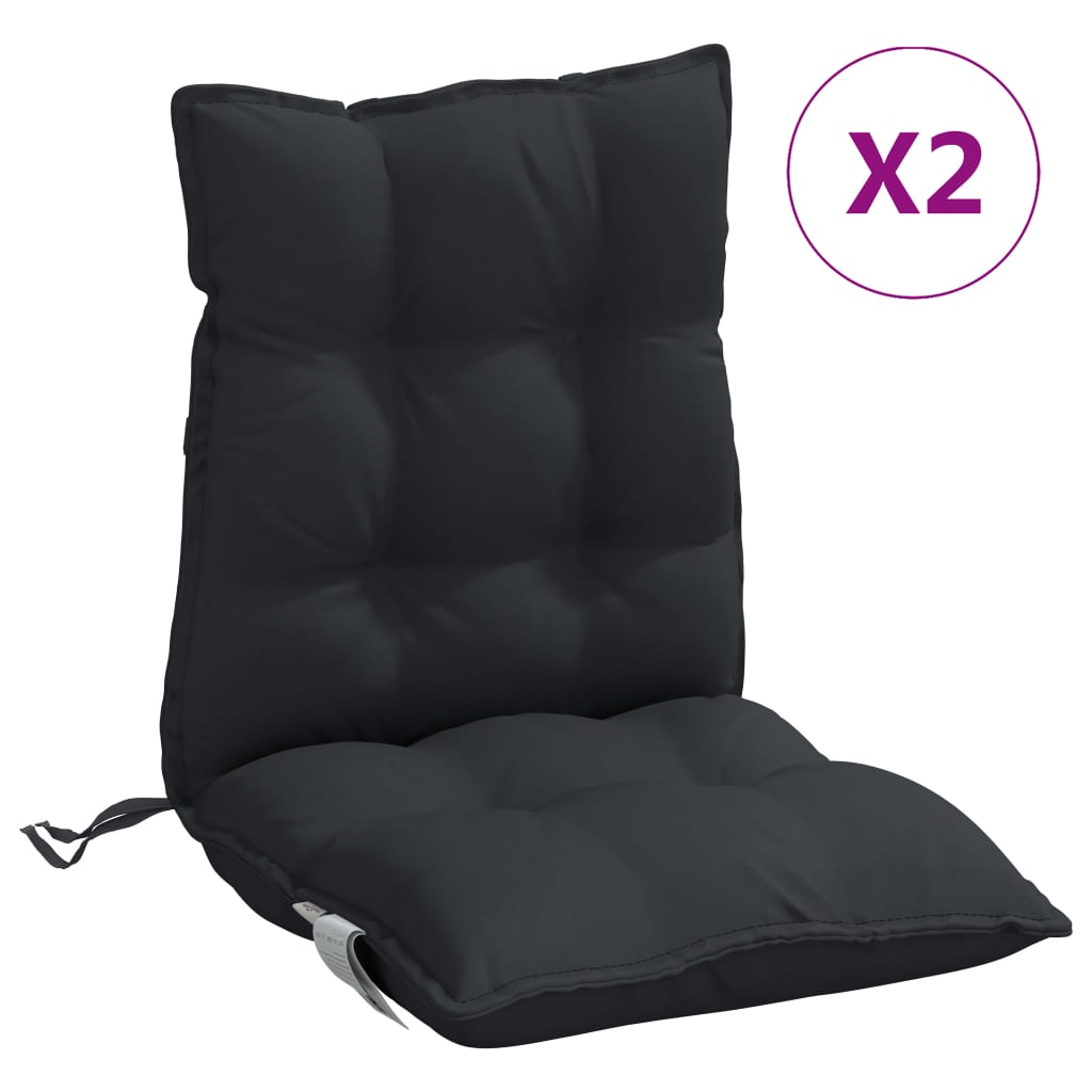 vidaXL Cojines para silla con respaldo bajo 2 uds tela Oxford negro