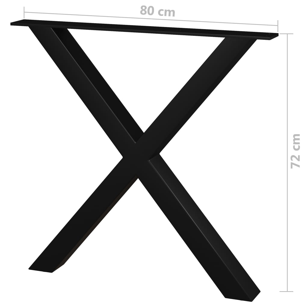 vidaXL Patas de mesa de comedor 2 unidades forma de X 80x72 cm