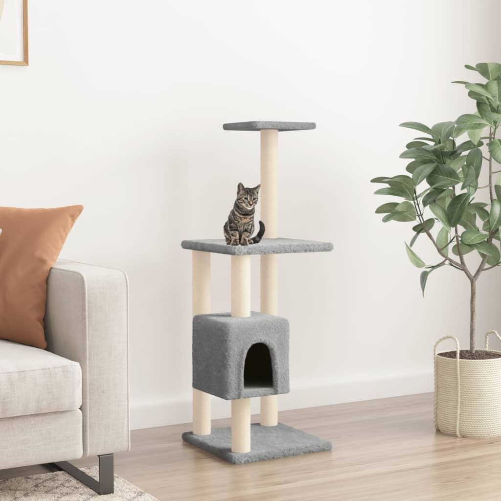 vidaXL Rascador para gatos con postes de sisal gris claro 104 cm