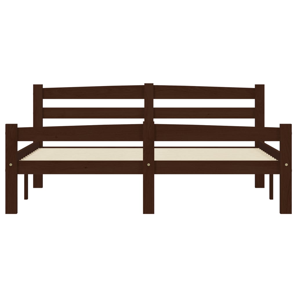 vidaXL Estructura de cama madera maciza pino marrón oscuro 120x200 cm