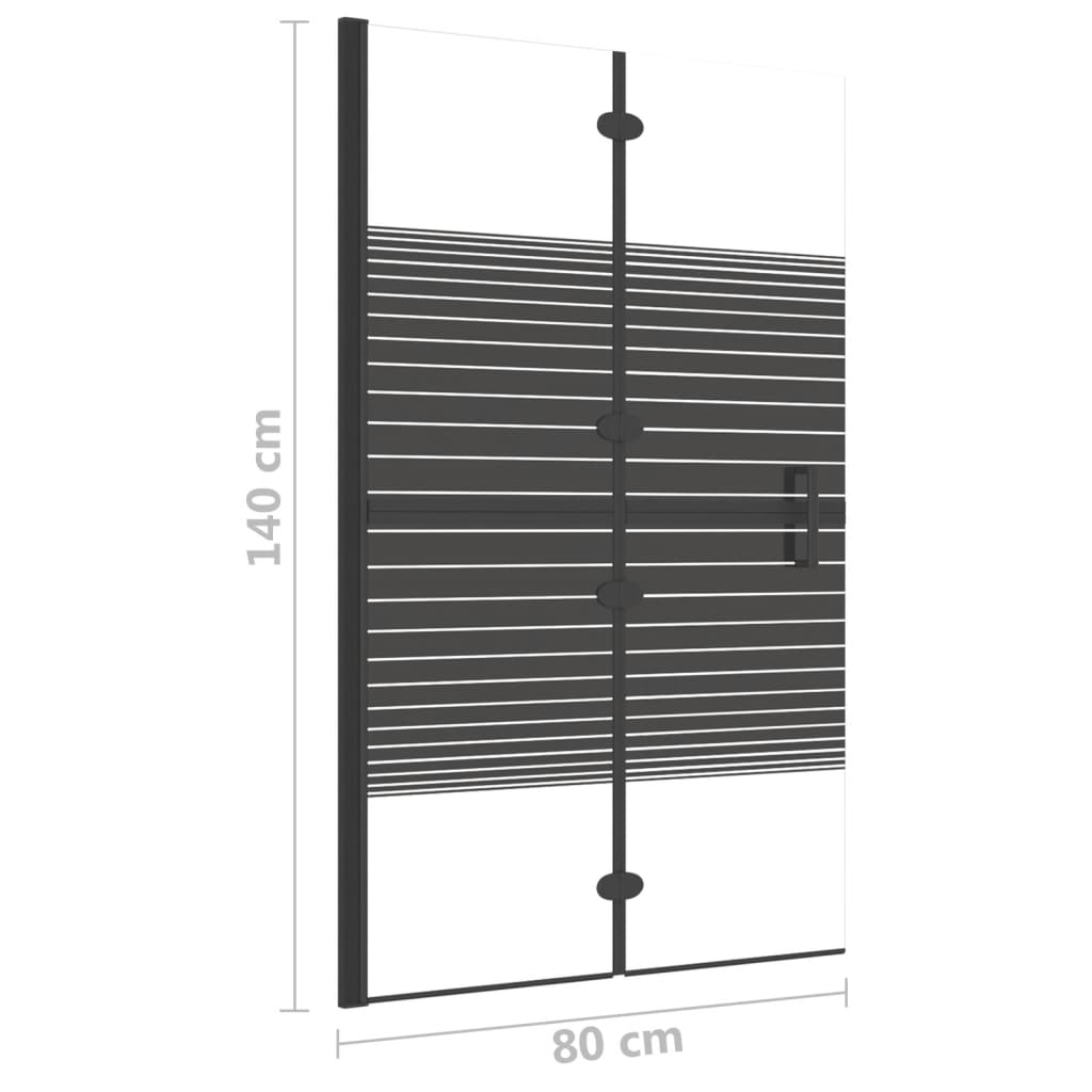vidaXL Mampara de ducha plegable ESG negro 80x140 cm