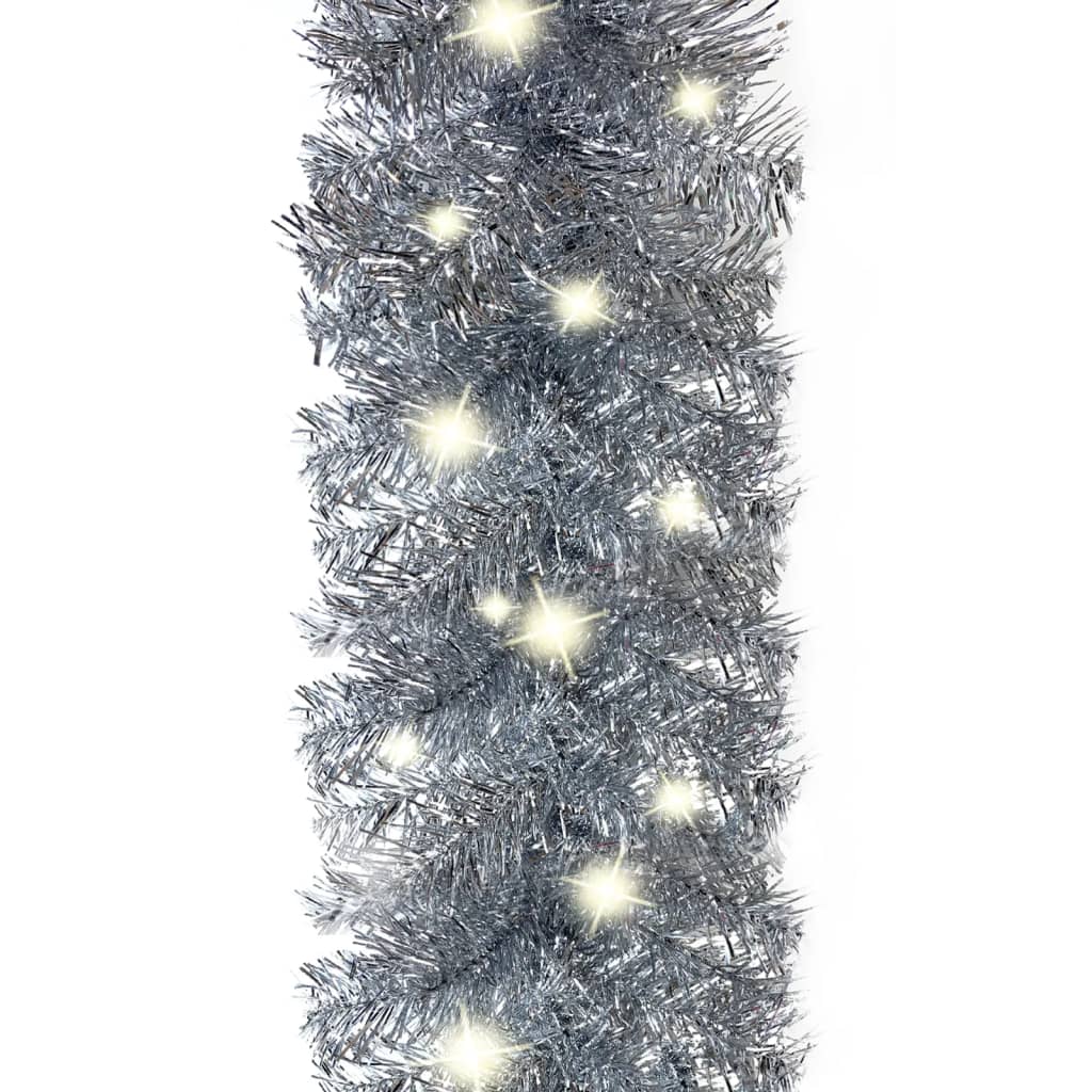 vidaXL Guirnalda de Navidad con luces LED plateado 20 m