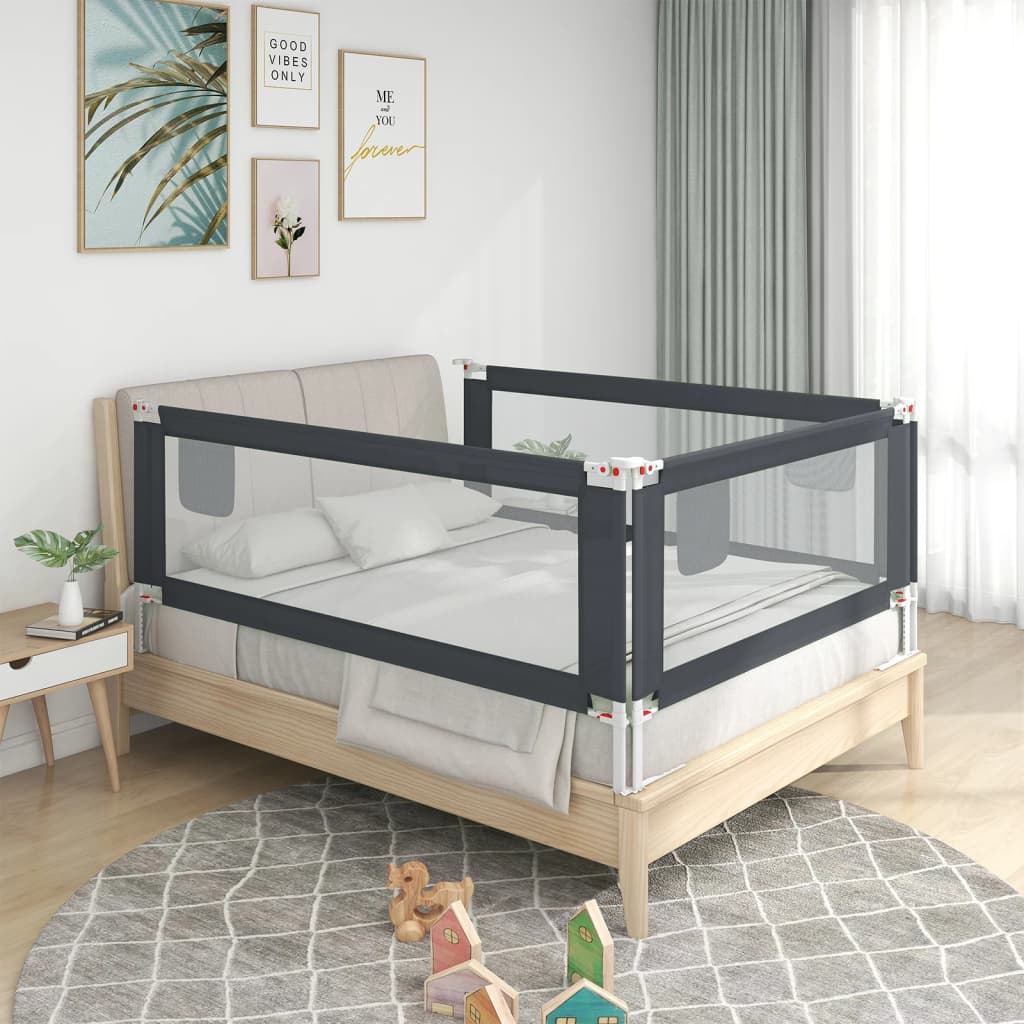 vidaXL Barandilla de seguridad cama de niño gris oscuro tela 150x25 cm