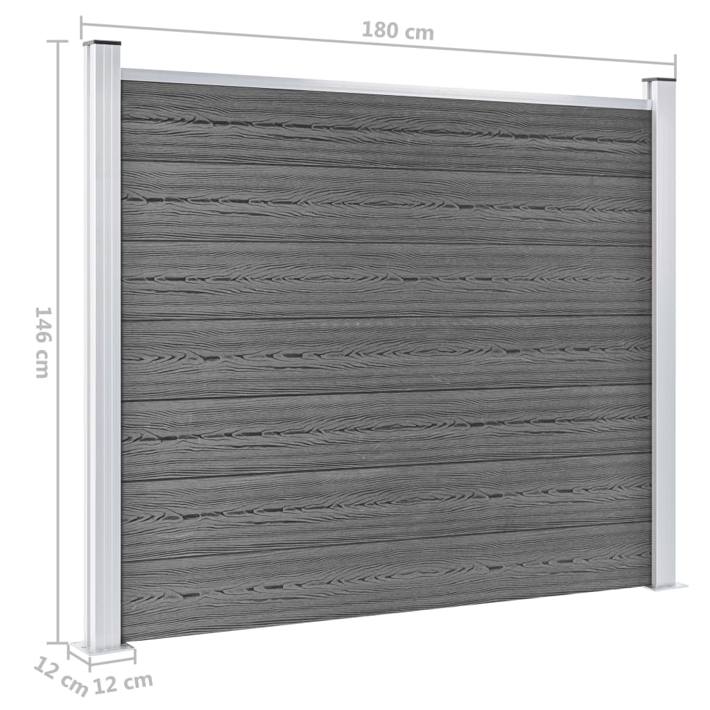 vidaXL Set de panel de valla WPC gris 526x146 cm