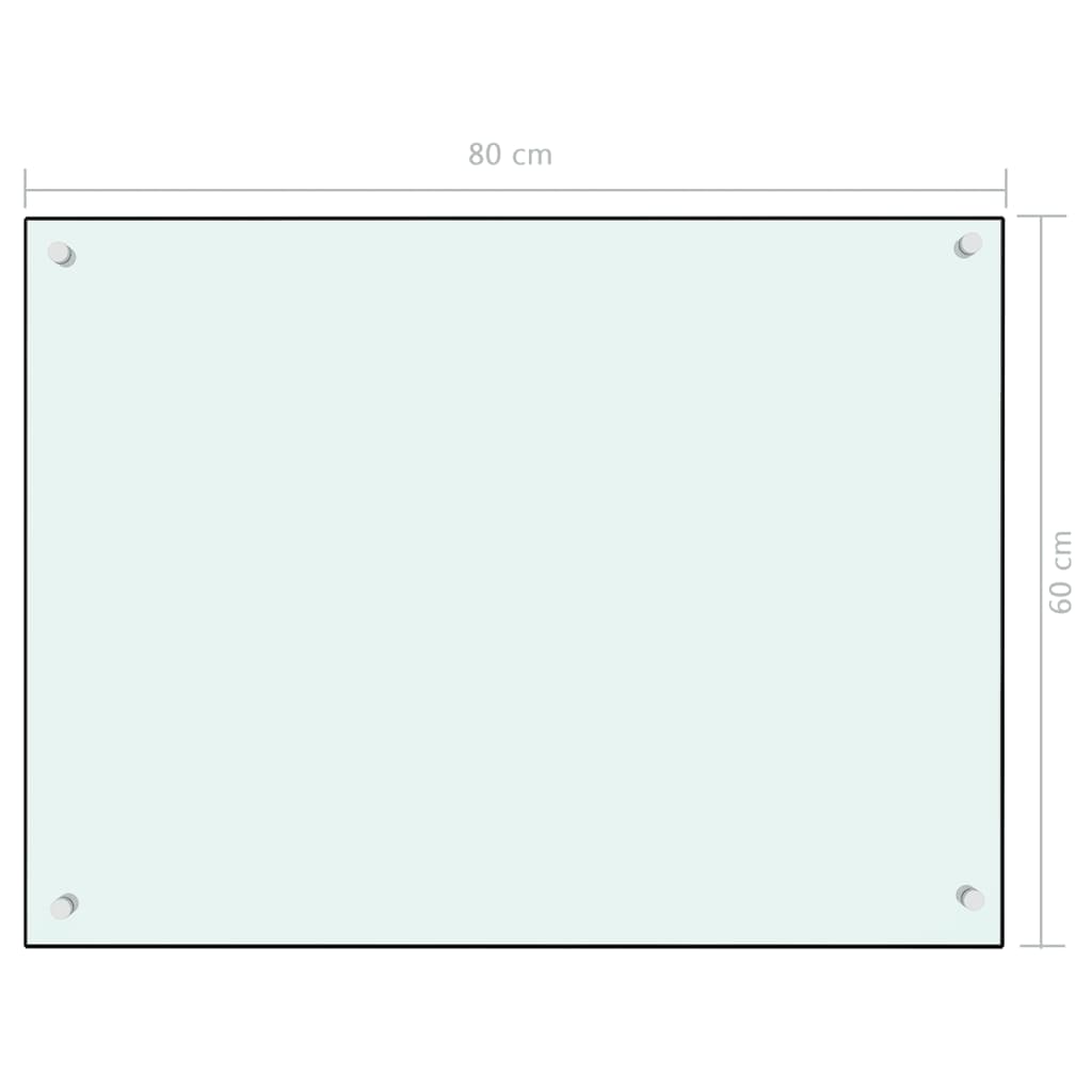 vidaXL Protección salpicaduras cocina vidrio templado blanco 80x60 cm