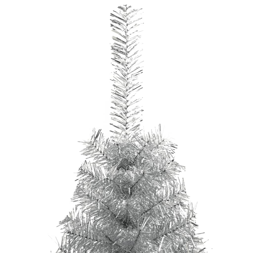 vidaXL Medio árbol de Navidad artificial con soporte PET plata 150 cm
