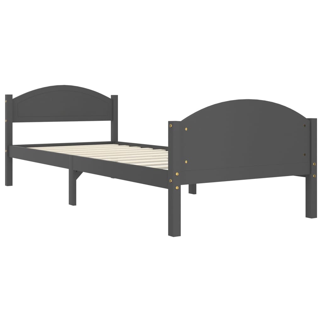 vidaXL Estructura de cama madera maciza de pino gris oscuro 90x200 cm