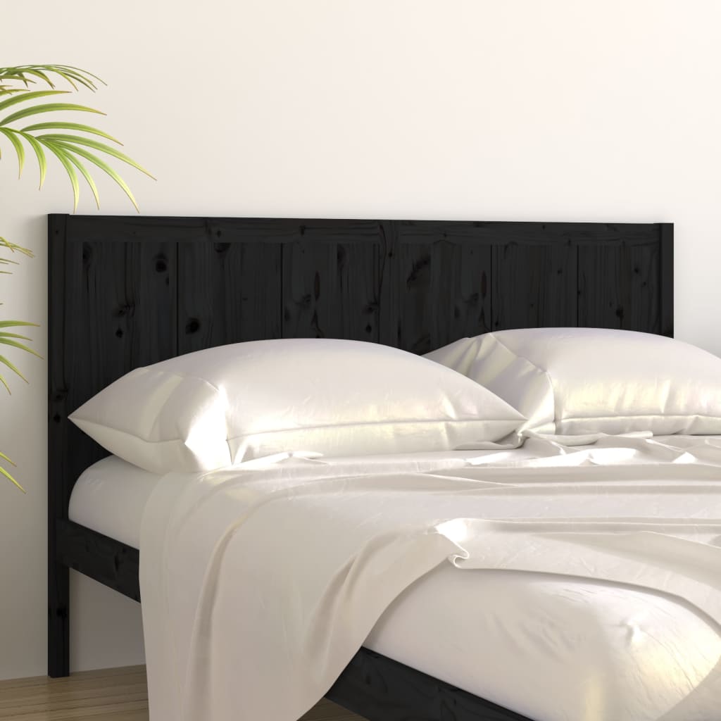vidaXL Cabecero de cama madera maciza de pino negro 155,5x4x100 cm