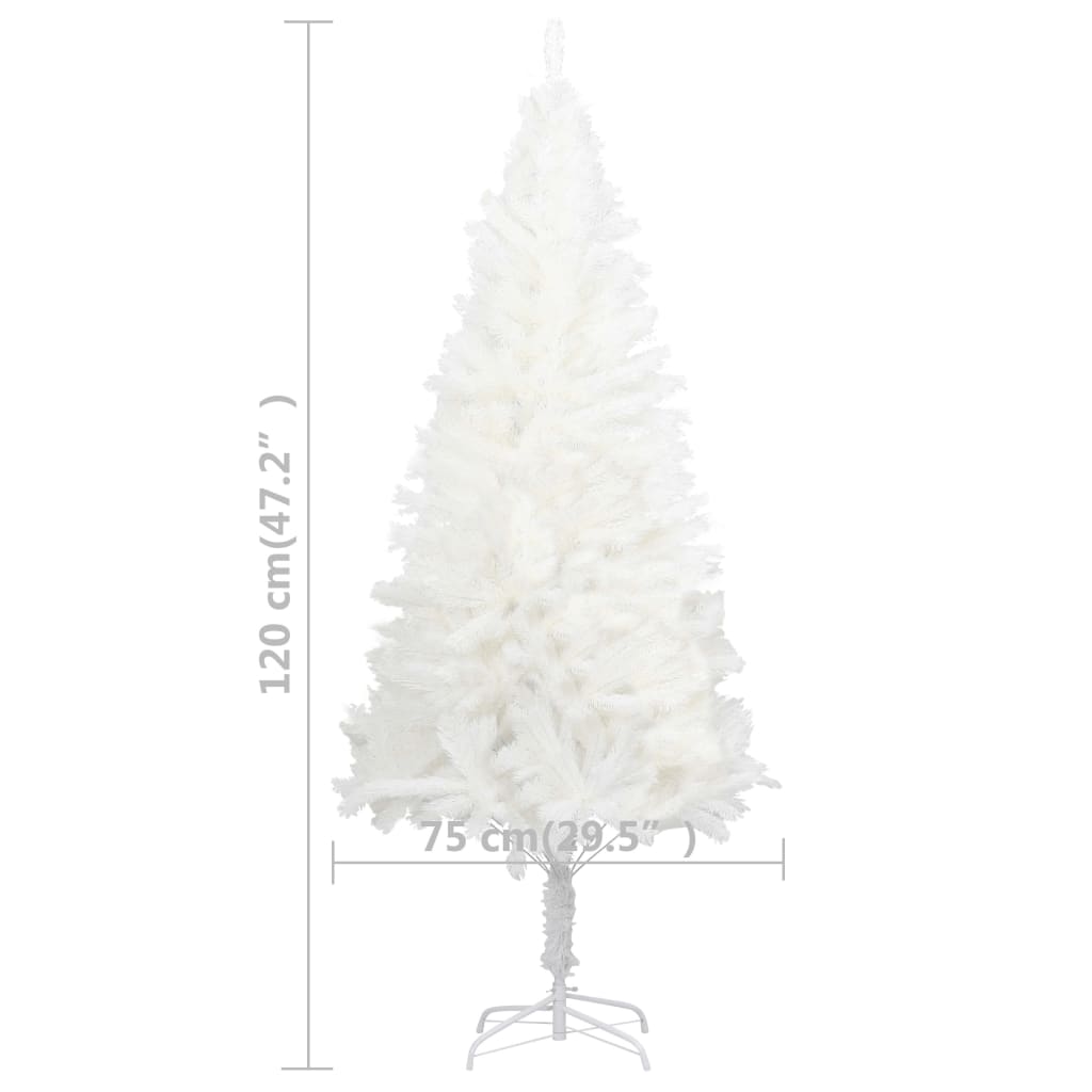 vidaXL Árbol artificial de Navidad con hojas realistas blanco 120 cm