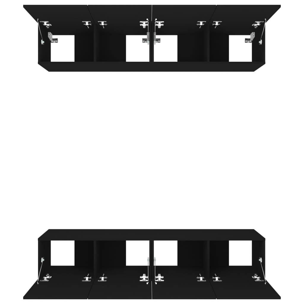 vidaXL Set muebles de TV 4 uds madera contrachapada negro 80x30x30 cm