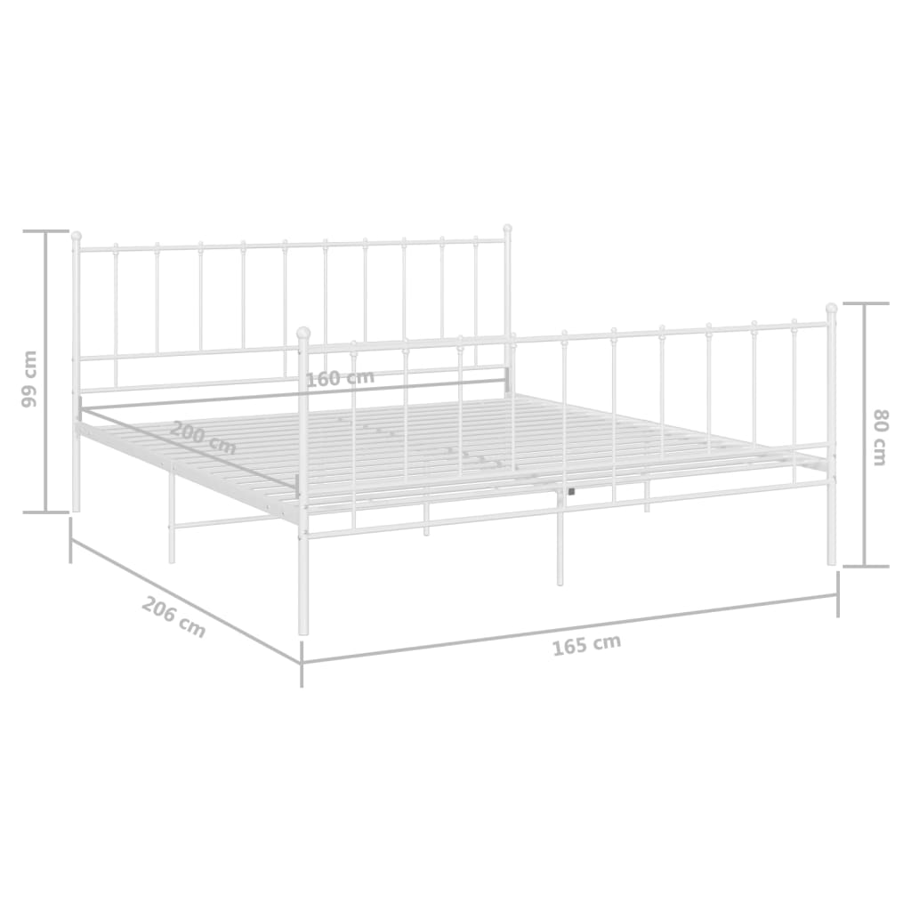vidaXL Estructura de cama de metal blanca 160x200 cm