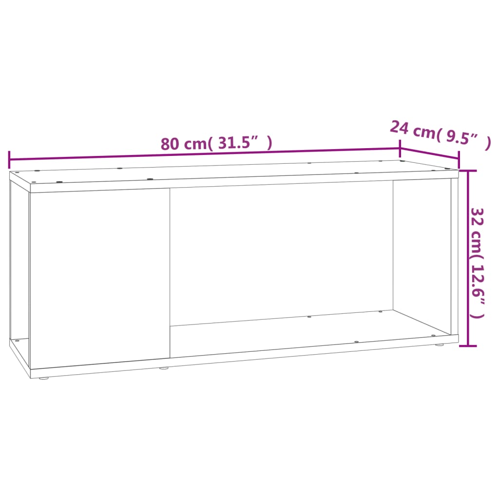 vidaXL Mueble para TV madera contrachapada negro 80x24x32 cm