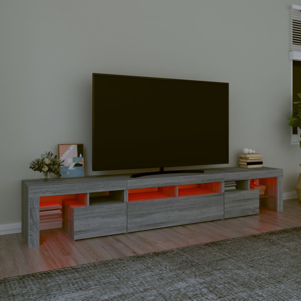 vidaXL Mueble de TV con luces LED gris Sonoma 230x36,5x40 cm
