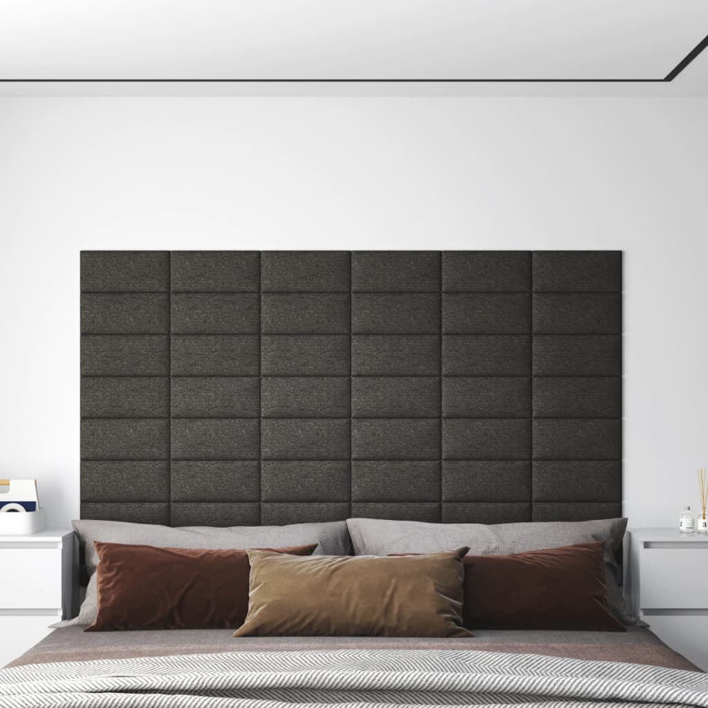 vidaXL Paneles de pared 12 uds tela gris oscuro 30x15 cm 0,54 m²