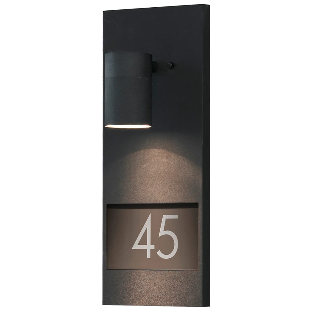 KONSTSMIDE Lámpara de pared con número de casa Modena negro mate