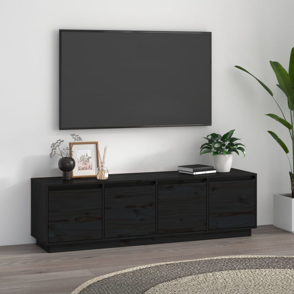 vidaXL Mueble de TV madera maciza de pino negro 156x37x45 cm