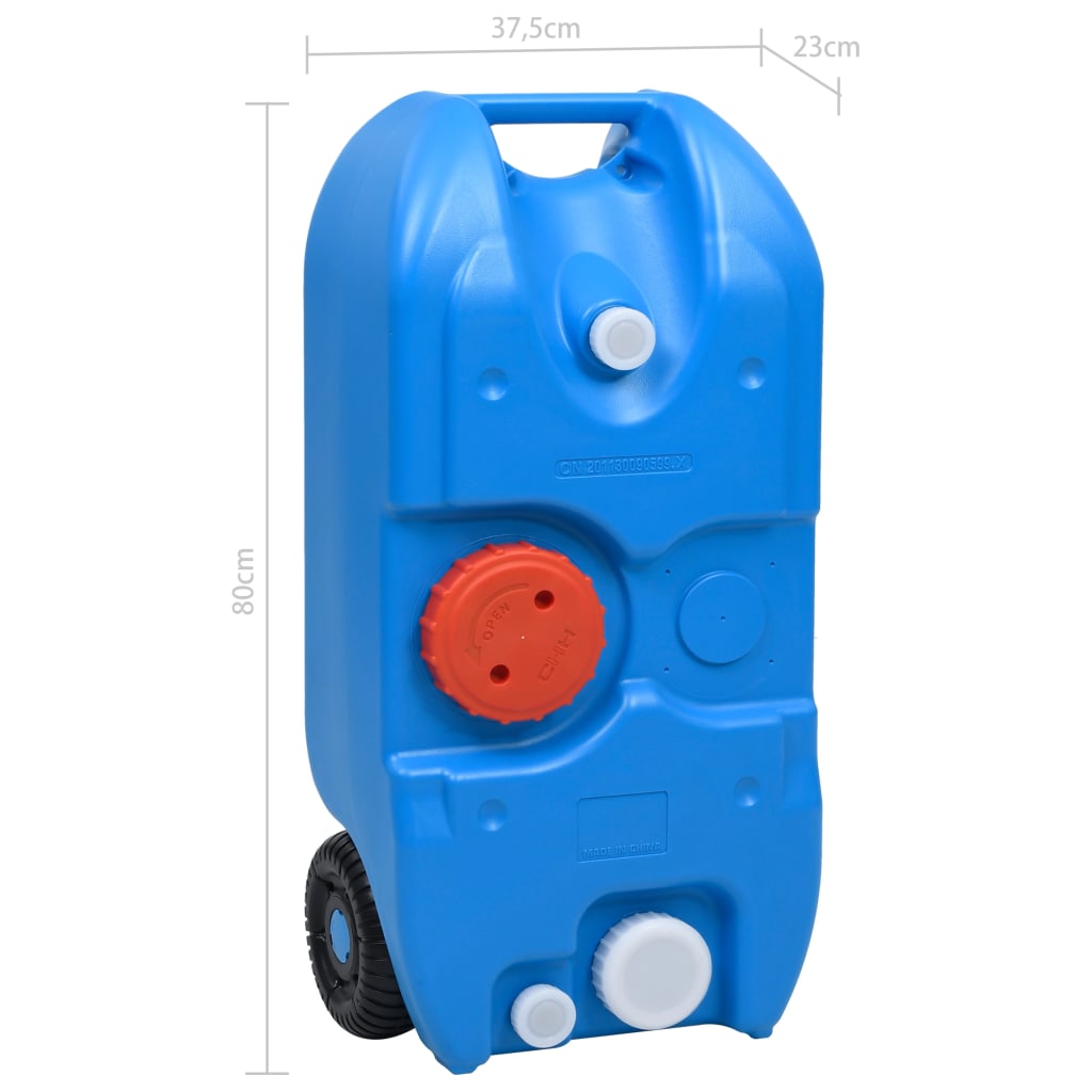 vidaXL Depósito de agua con ruedas para camping azul 40 L
