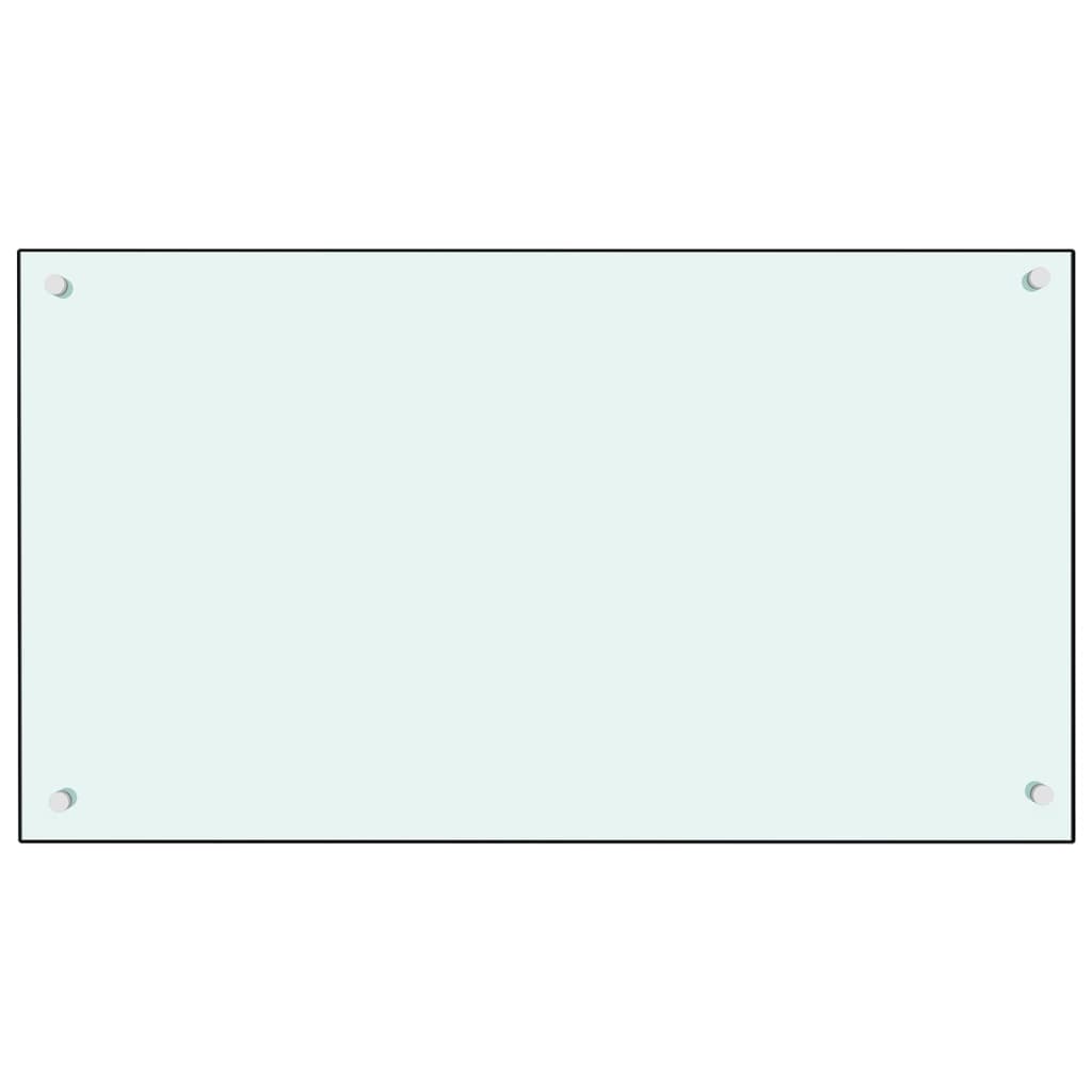 vidaXL Protección salpicaduras cocina vidrio templado blanco 90x50 cm