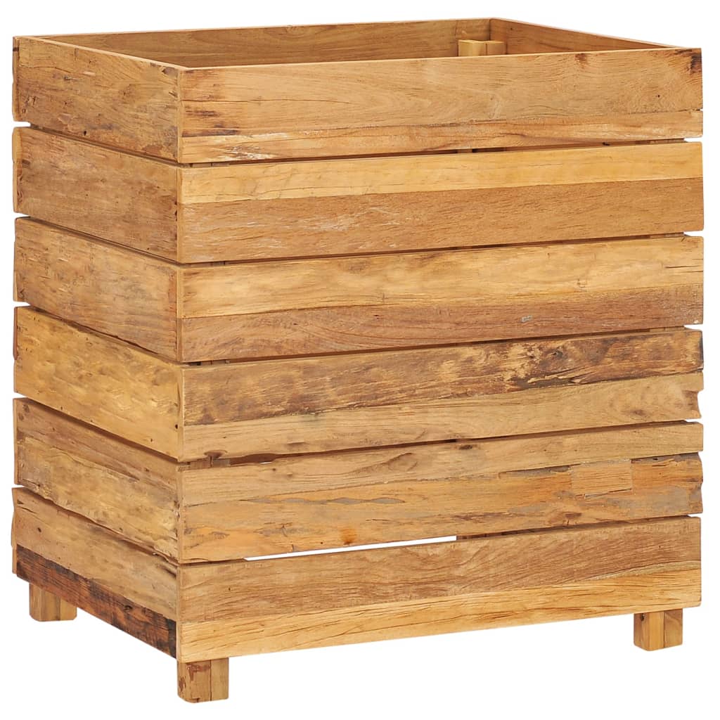 vidaXL Arriate elevado madera de teca reciclada y acero 50x40x55 cm