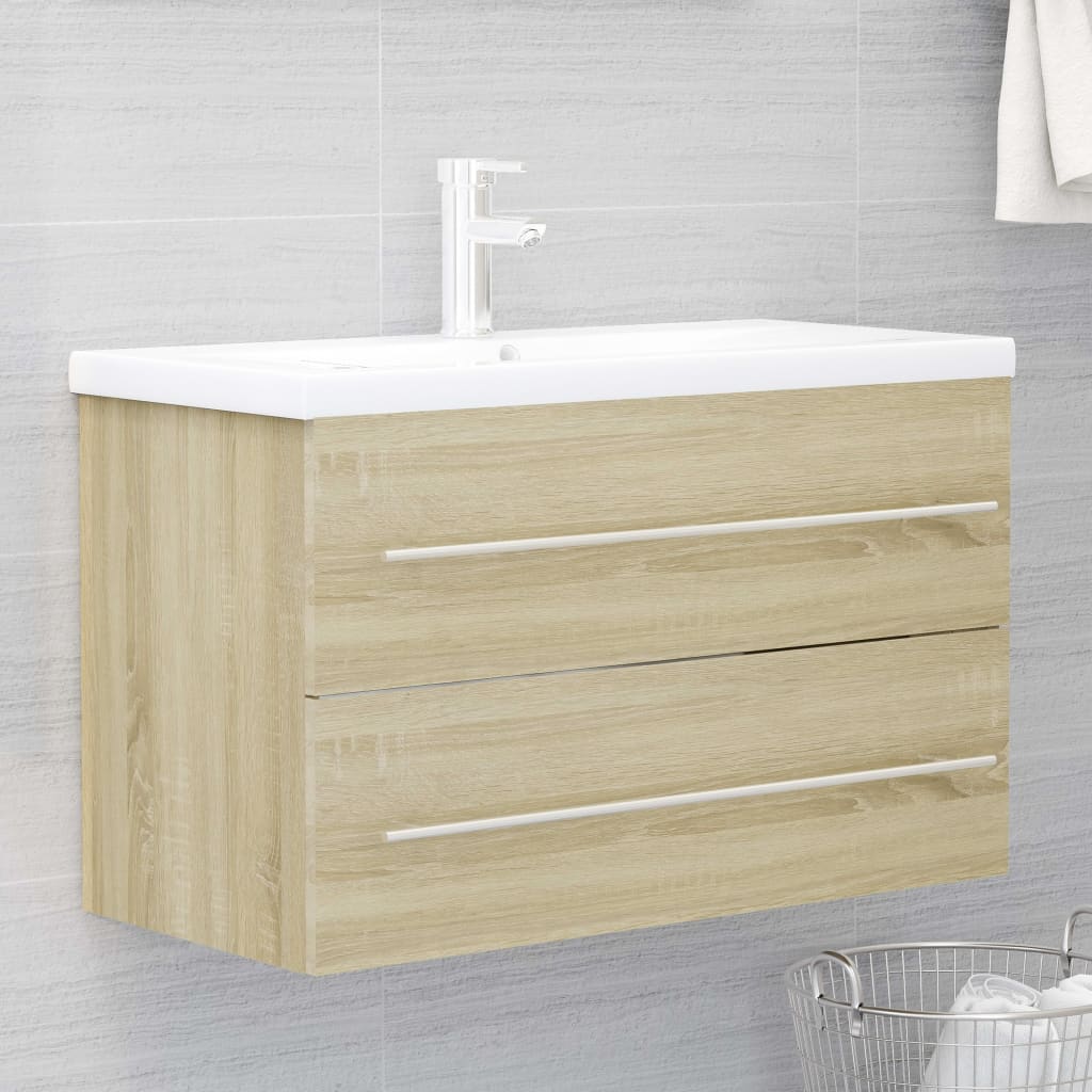 vidaXL Mueble de lavabo madera de ingeniería roble Sonoma 80x38,5x48cm
