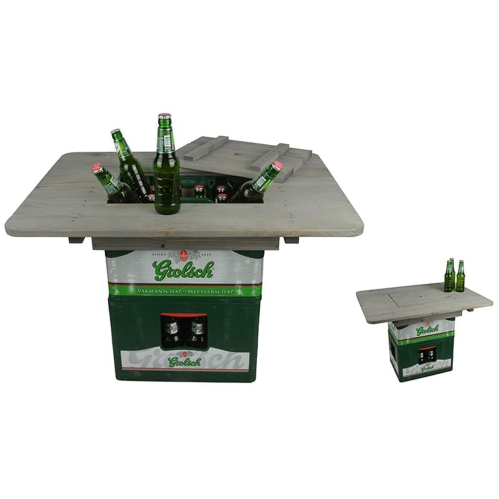 Esschert Design Tablero de mesa de cajas de cerveza gris