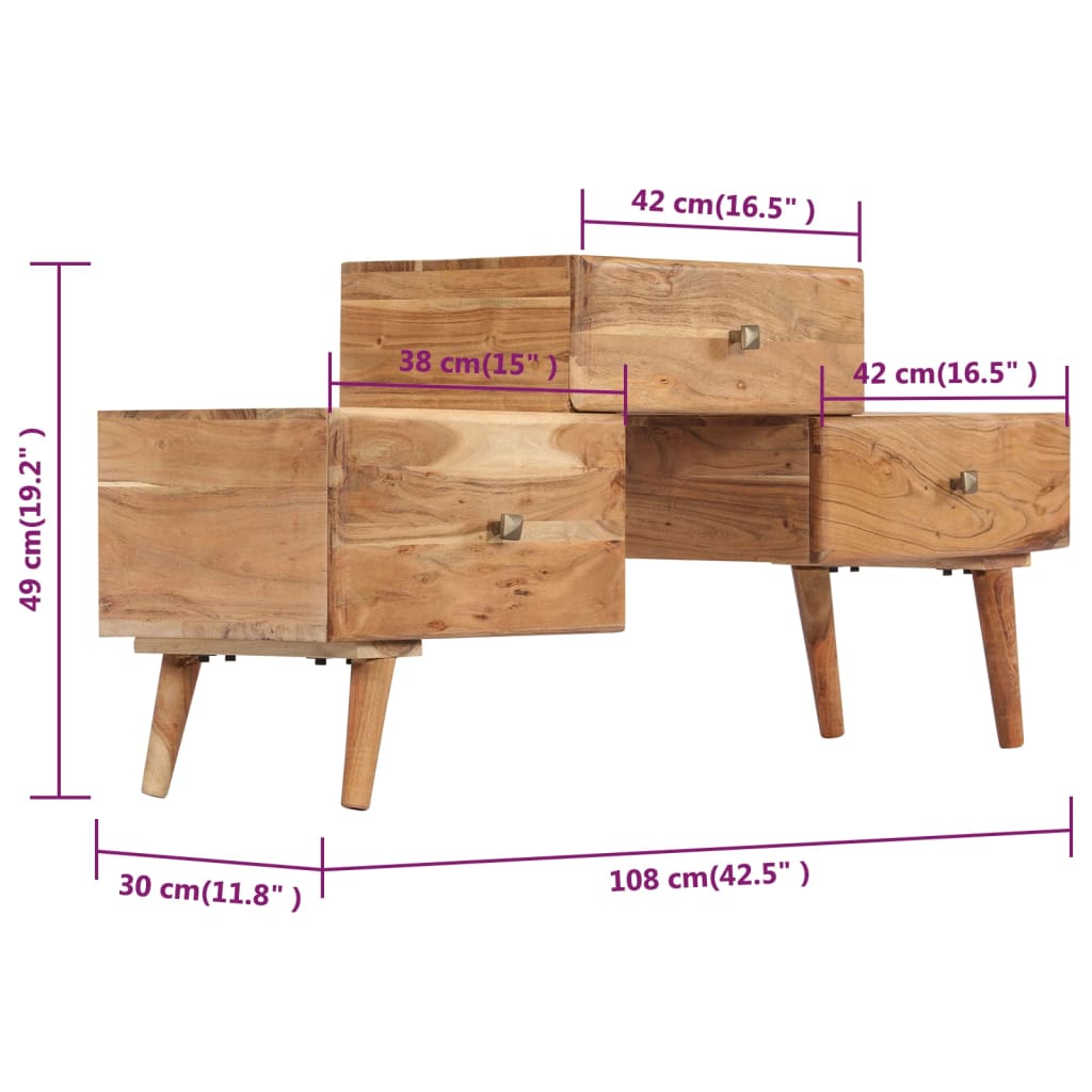 vidaXL Mueble para TV madera maciza de acacia 108x30x49 cm