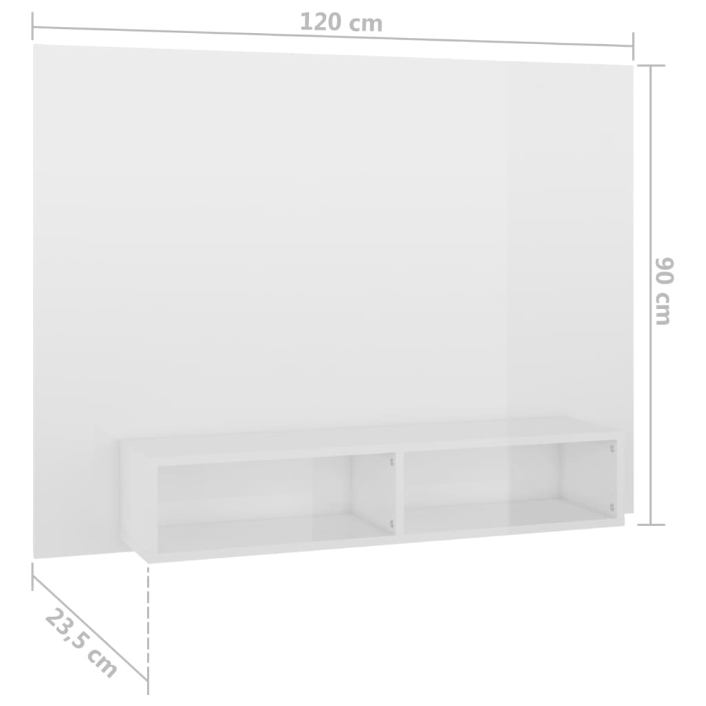 vidaXL Mueble TV de pared contrachapado blanco brillante 120x23,5x90cm