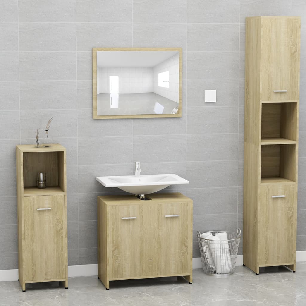 vidaXL Armario de baño madera contrachapada color roble 60x33x61 cm