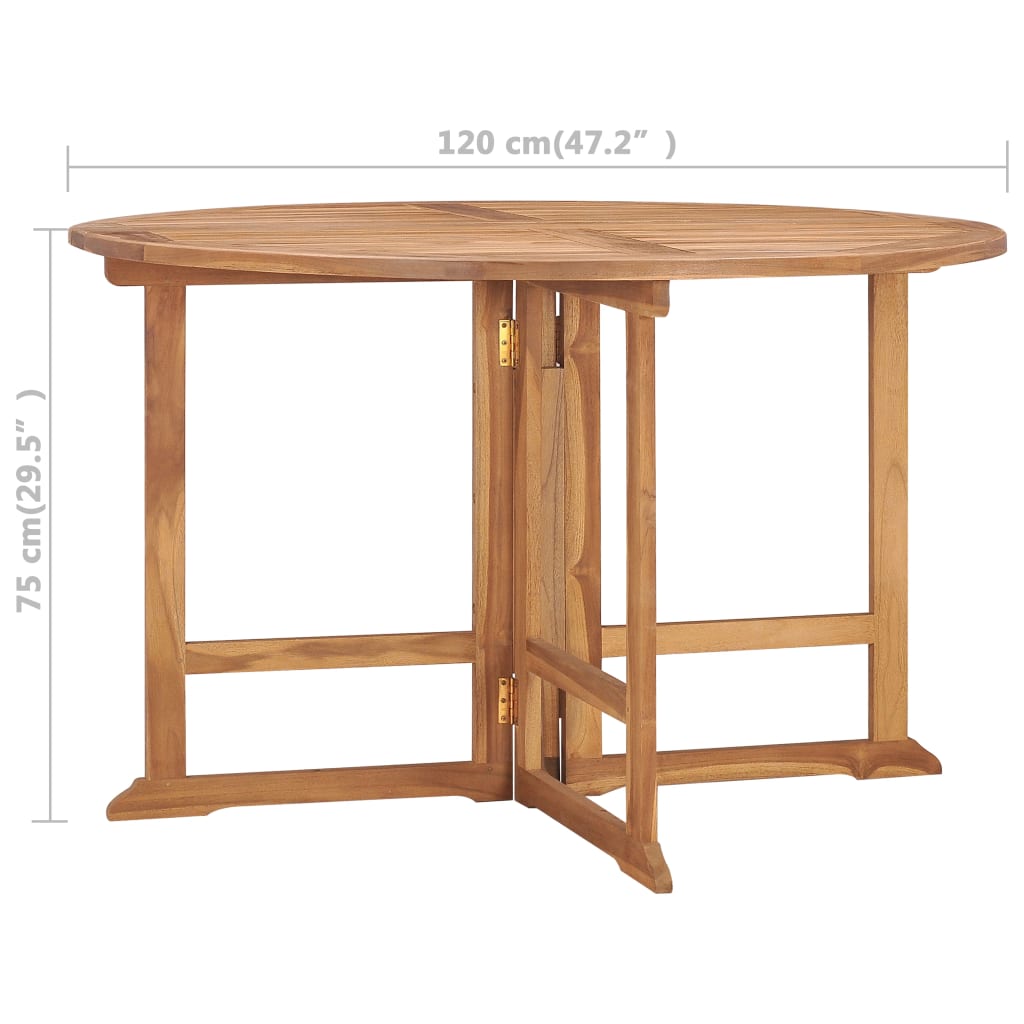 vidaXL Mesa de comedor plegable para jardín madera de teca Ø120x75 cm