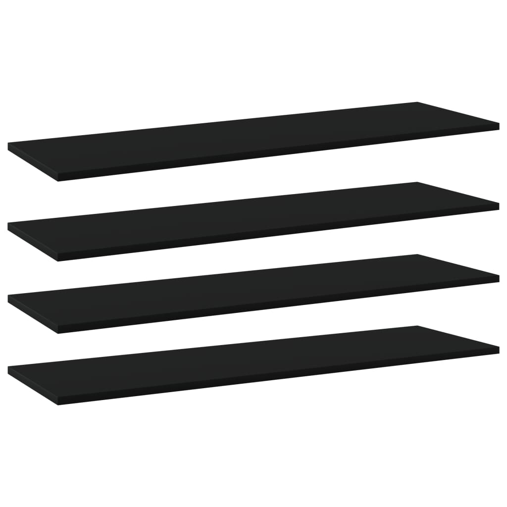 vidaXL Estantes para estantería 4 uds contrachapada negro 100x30x1,5cm