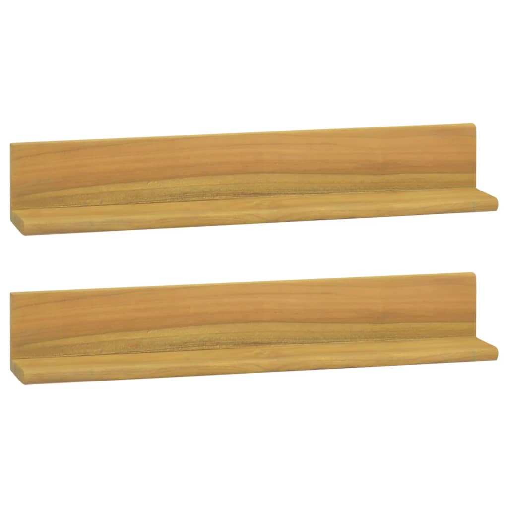vidaXL Estantes de pared 2 unidades madera maciza de teca 60x10x10 cm